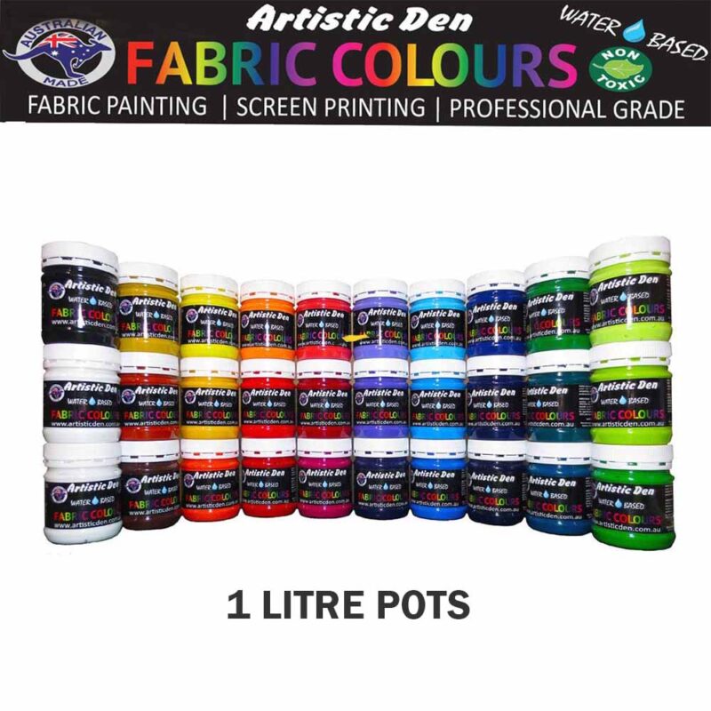 Artistic Den Textile Screen Print Ink 1 Litre Water Based 32 Colors To Choose From