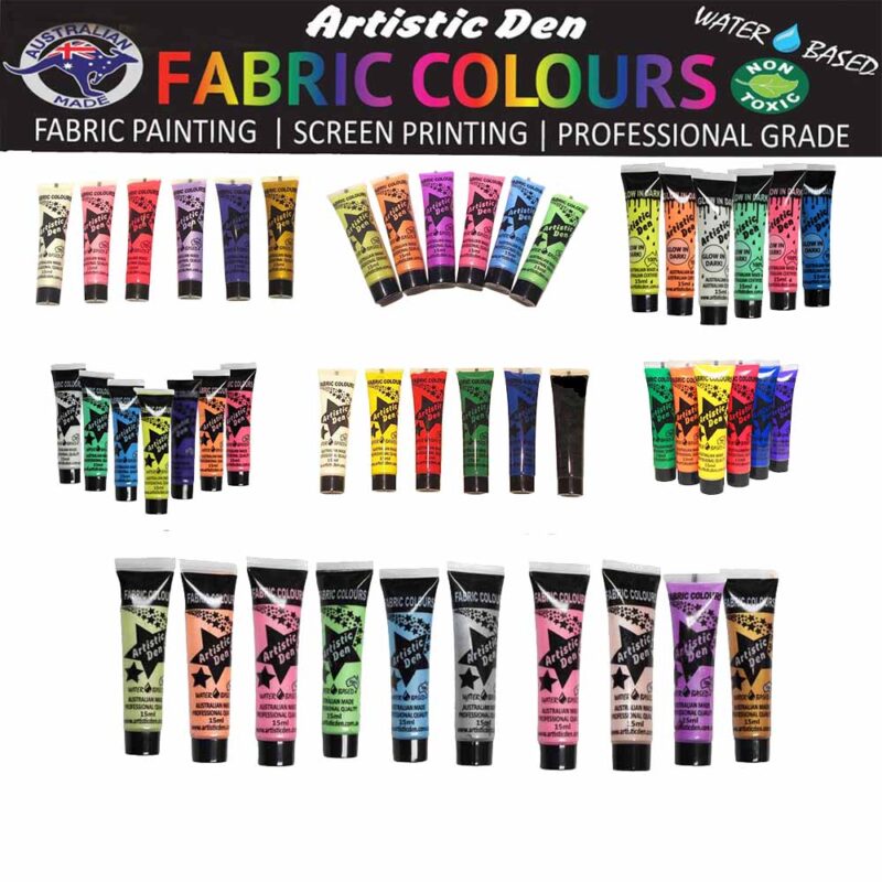 Artistic Den 15ml Fabric Paints Tubes, Choose From 35 Different Colours