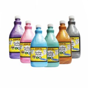 Artistic Den 2 Litre Poster Paint Metallic set of 6