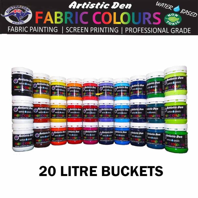 Artistic Den 20 Litre Textile Screen Print Ink Water Based 32 Colours To Choose From