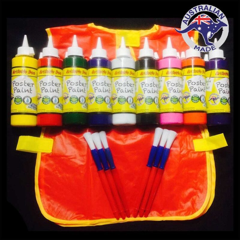 Artistic Den 250ml Washable Kids Poster Paint set With Smock
