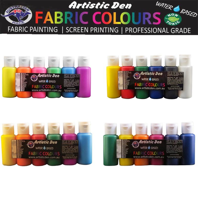 Artistic Den 60ml Airbrush Fabric Paints Set of 6