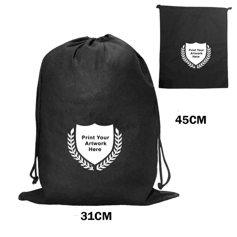 Artistic Den Custom Printing Calico Black Drawstring Bag Size 4