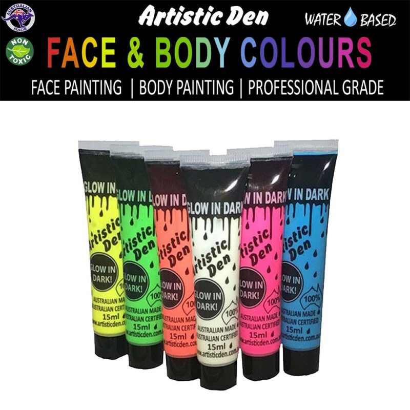 Artistic Den Face And Body 15ml Uv Glow In The Dark Collection x6