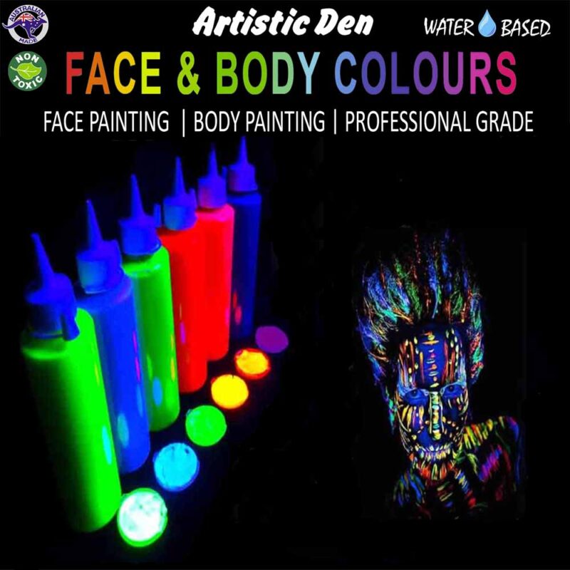 Artistic Den Face And Body 250ml Uv Glow In The Dark Collection x6