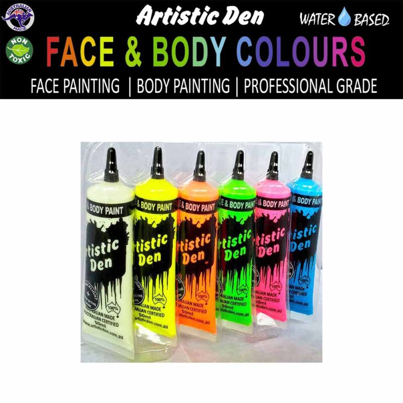 Artistic Den Face And Body 50ml Uv Glow In The Dark Collection x6
