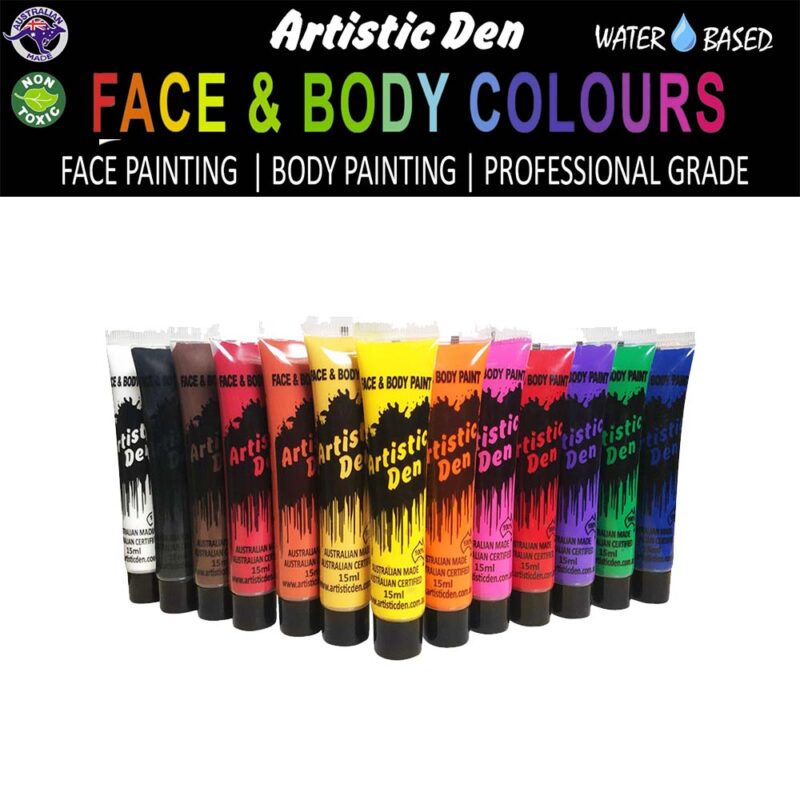 Artistic Den 15ml Face & Body Paint Tubes, Costume Collection, Set of 13