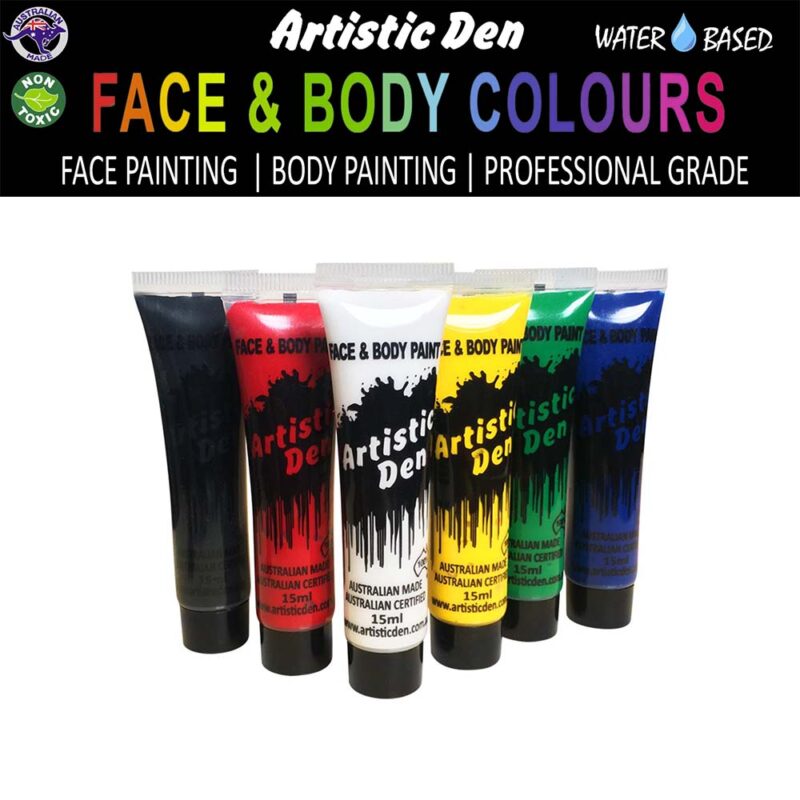 Artistic Den Face And Body Paint 15ml Primary Set Of 6