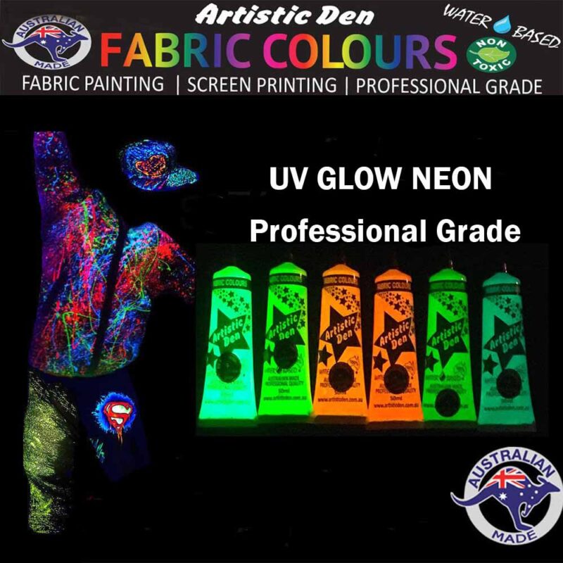 Artistic Den Textile UV Glow Neon Screen Printing Ink 50ml – 20kg