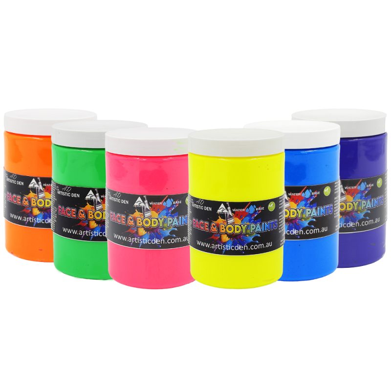 Artistic Den UV Neon Face and Body Paint 500ml Set of 6 2