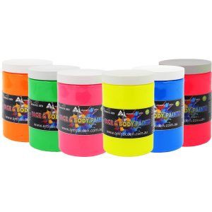 Artistic Den UV Neon Face and Body Paint 500ml Set of 6