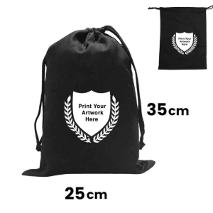 Custom Printed Calico Black Drawstring Bags Natural Size 3